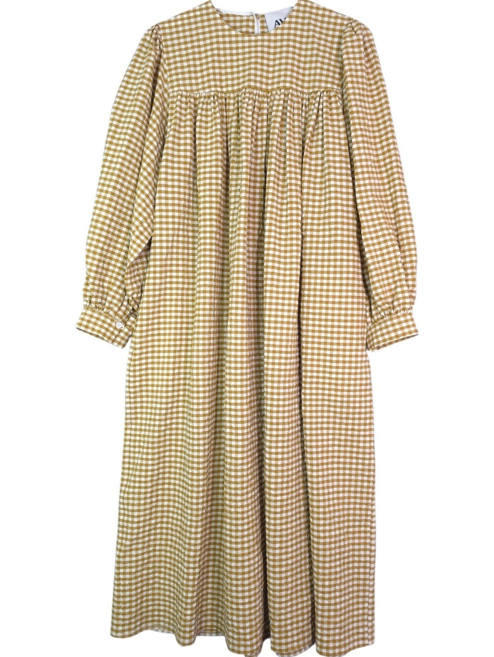 AVN Checked Smock Long Sleeve Dress